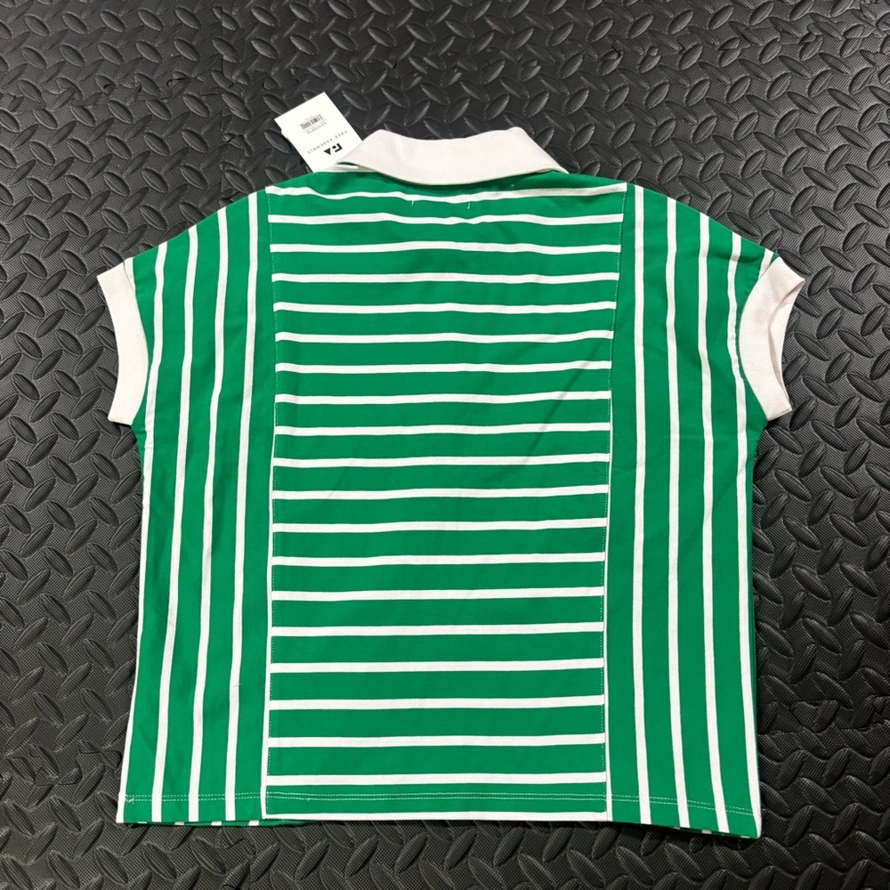NWT Free Assembly Green White Striped Polo Shirt XS - Picture 11 of 11